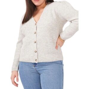 Nordstrom 1. State Cardigan XL Grey Button Front Cropped Sweater Cozycore Casual